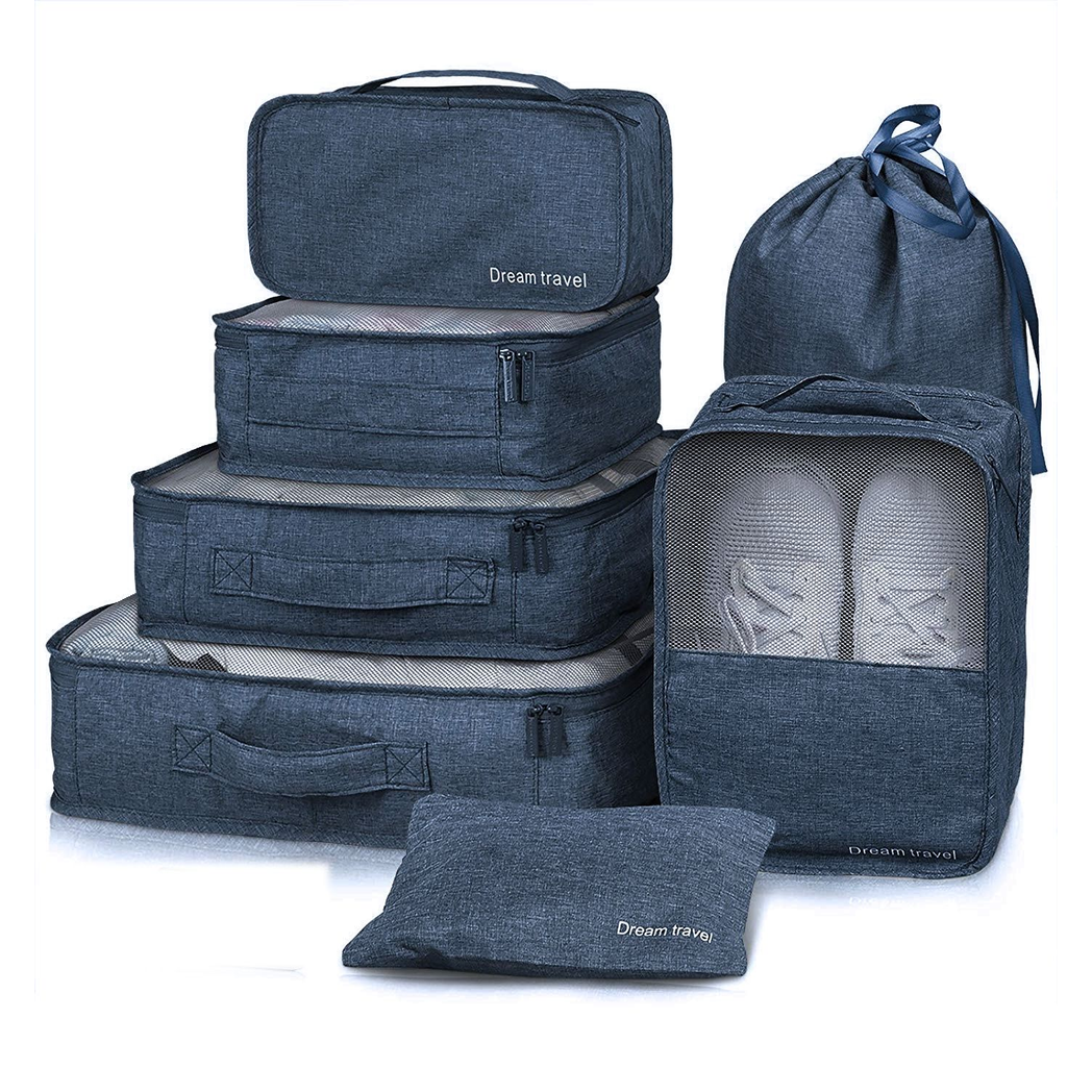 7pcs Packing Cubes Luggage Storage Organiser Travel Compression Suitcase Bags