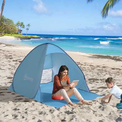 Beach Tent Instant Camping Pop up Tent Sun Shade Shelter, Blue Outsunny