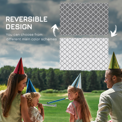 Reversible Outdoor Rug W/ Carry Bag for RV Camping Beach, 182 x 274 cm, Grey