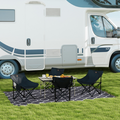 Reversible Outdoor Rug W/ Carry Bag for RV Camping Beach, 182 x 274 cm, Grey