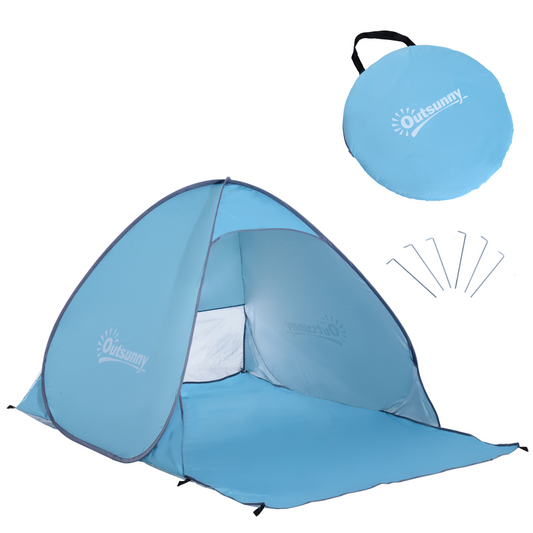 Beach Tent Instant Camping Pop up Tent Sun Shade Shelter, Blue Outsunny